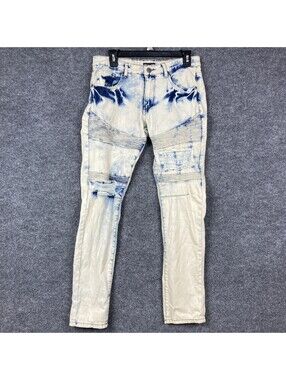 Black Premium Mens Tag Size 30 x 32 Distressed Acid Wash Skinny Flex Jeans